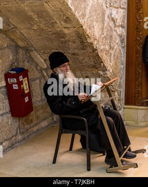 Jérusalem, Israël,27-mars-2019:homme juif à l'intérieur du mur des lamentations à Jérusalem au Mur des lamentations à Jérusalem. Israël, la partie où seul l'homme peut g Banque D'Images