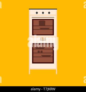 Four de cuisson appareil d'illustration vectorielle, cuisine. Cuisinière icône alimentaire interne de l'équipement. Ustensiles de cuisine machine d'alimentation Illustration de Vecteur