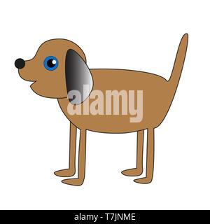 Funny chien brun avec de longues jambes minces isolés par un fond blanc. Illustration de Vecteur