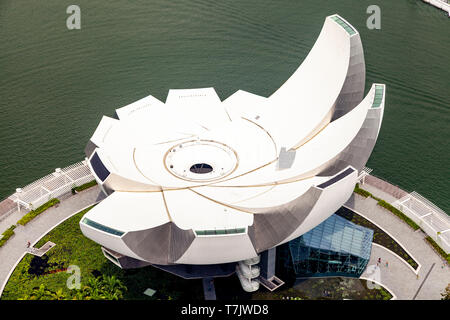 Une vue aérienne du Musée ArtScience, Singapour, en Asie du sud-est Banque D'Images