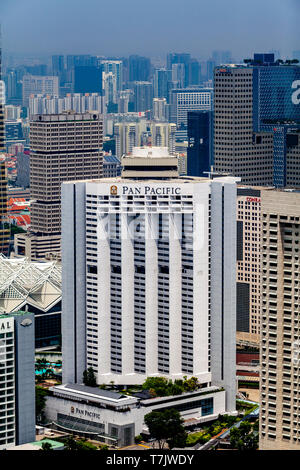 Une vue aérienne de l'hôtel Pan Pacific, Singapour, en Asie du sud-est Banque D'Images