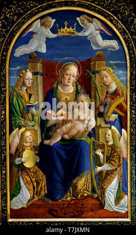 Vierge à l'enfant, avec Sainte Dorothée, Sainte Catherine et deux anges musiciens anonyme 1500 Lombardie, Italie, Italien, Banque D'Images