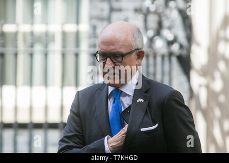 Londres, Royaume-Uni. 8 mai, 2019. L'ambassadeur américain Woody Johnson, le secrétaire d'État Mike Pompeo arrive à Downing Street pour des entretiens avec le premier ministre Theresa peut dans un climat de tensions Iran : Crédit amer ghazzal/Alamy Live News Banque D'Images