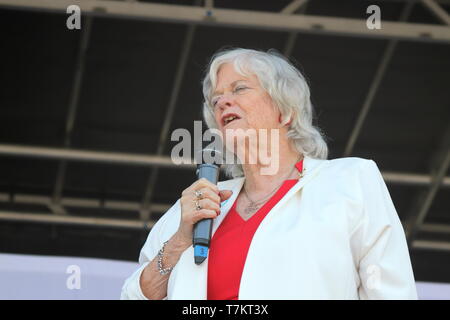 Ann Widdecombe s'exprimant lors de la partie Brexit rassemblement à Chester, l'événement a réuni environ 350 personnes Banque D'Images