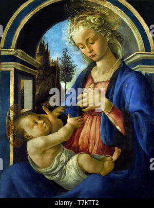 La Vierge et l'enfant - Madonna col bambino ) datant de 1467-1470 par Alessandro di Mariano di Vanni Filipepi, dit Sandro Botticelli 1444-1510, l'Italie, l'italien. Banque D'Images