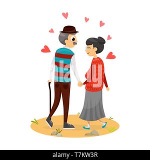 Vieille Femme et vieil homme heureux isolé sur fond blanc style plat vector illustration Illustration de Vecteur