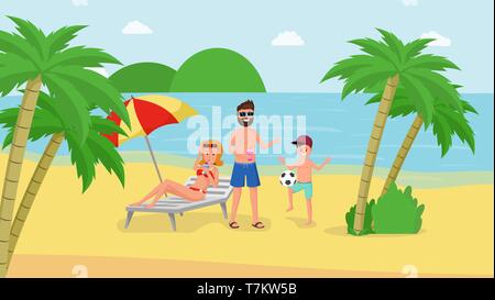 Famille en vacances ou en week-end style plat vector illustration Illustration de Vecteur