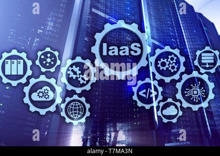 L'IaaS, Infrastructure en tant que service. Internet et les réseaux en ligne concept. Graphique des icônes sur un écran numérique. Banque D'Images