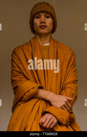 Portrait de moines novices, Luang Prabang, Laos Banque D'Images