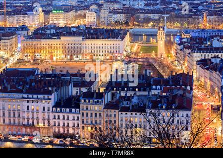 France, Rhône, Lyon, 2ème arrondissement, quartier Bellecour- Hôtel Dieu, quai Tilsitt, la Saône, rue Antoine de Saint Exupéry Banque D'Images