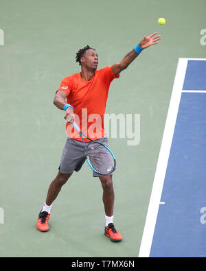 Joueur de tennis français Gael Monfils en poste au cours de Dubai Tennis Championships 2019, Dubaï, Émirats Arabes Unis Banque D'Images