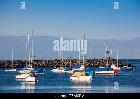 United States, New England, Cape Ann, Massachusetts, Rockport, Rockport Harbor, voiliers Banque D'Images