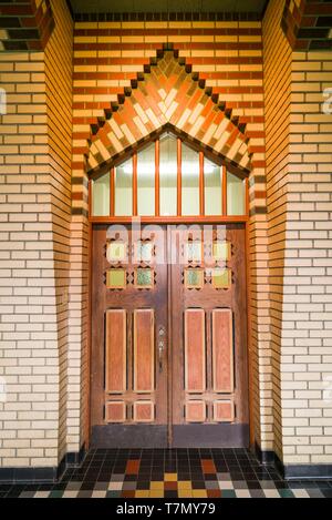 Canada, Québec, Estrie, Benoit-du-Lac, Abbaye St-Benoit-du-Lac, Bendictine abbaye, construite en 1912., Dom Paul Belfort, architecte, couloir de détails Banque D'Images