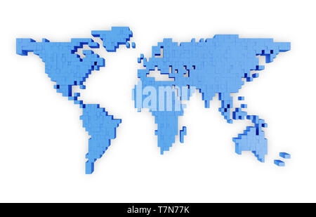 Carte du monde en style pixel isolé sur fond blanc Banque D'Images