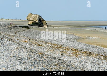 L'allemand WWII blockhaus, vestiges du Mur de l'Atlantique, baie de Somme, Picardie, hauts de France, France Banque D'Images