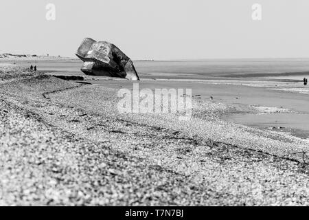 L'allemand WWII blockhaus, vestiges du Mur de l'Atlantique, baie de Somme, Picardie, hauts de France, France Banque D'Images