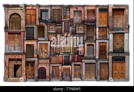 Collage fait à partir de portes capturé à San Miguel de Allende. (Inspiré par Pepe Soho) Banque D'Images