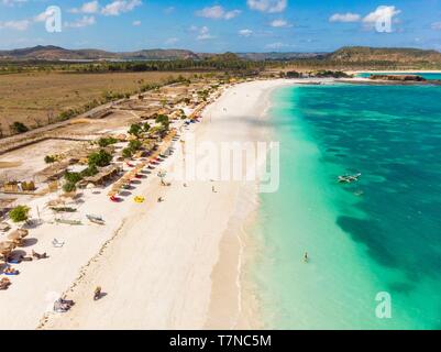 L'Indonésie, Lombok, Kuta, plage de Tanjung Ann (vue aérienne) Banque D'Images