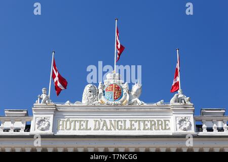 Copenhague, Danemark - 15 Avril 2019 : façade de l'hôtel d'Angleterre à Copenhague, Danemark Banque D'Images