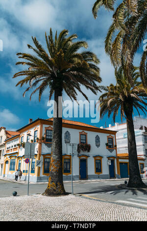 Aveiro, Portugal, le 29 avril 2019 : superbe vue sur le vieux bâtiments aux façades Art Nouveau dans le style architectural de la ville de Aveiro, Portugal Banque D'Images