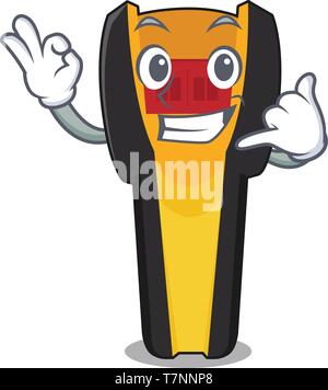 Appelez-moi amis goujon en bois au-dessus de table de dessin animé Illustration de Vecteur