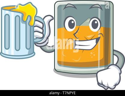 Verre de jus avec cartoon whiskey tableau ci-dessus Illustration de Vecteur