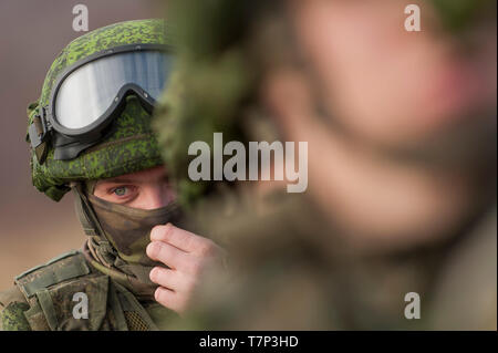 Lieu inconnu, novembre 2016 ; Forces armées russes les troupes aéroportées (Vozdushno desantnye - VDV-soldat voyska) portrait Banque D'Images