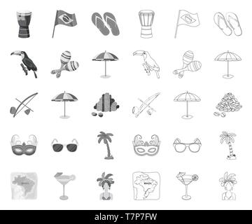 Balle,attributs,plage,berimbau,Brésil,carnaval,Brésil,christ,café,cocktail,collection,pays,Culture,sur,dancer,tambour,design,flag,flip flops,vert,icône,,illustration,isolé,intéressant,logo,citron,maracas,mask,mono,contours,national,palm,lieu,de,la population rédempteur,poeme,set,signer,football,lunettes,territoire,symbole,toucan,les voyages,la mode,arbre,parasol,femme,vecteur vecteurs vecteur jaune , Illustration de Vecteur