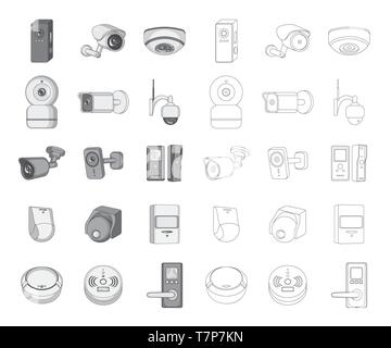 Dome,motion,piscine,informatique,sécurité,mur,antenne,interphone,clé,détecteur capteur,,electronic,regarder,salon,numérique, sans fil, notice,fumer,carte,attention,appareil,concept,tarif,maison,EN,Bell, d'une caméra de vidéosurveillance,sécurité,system,Surveillance,guard,observer,vidéo,cam,control,set,collection,icône,logo,web,conception,illustration,isolé,symbole,signe,mono,couleur,plan,vecteurs vecteur , Illustration de Vecteur