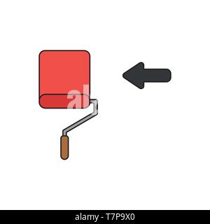 Icône vecteur concept de pinceau peinture rouleau rouge. Illustration de Vecteur