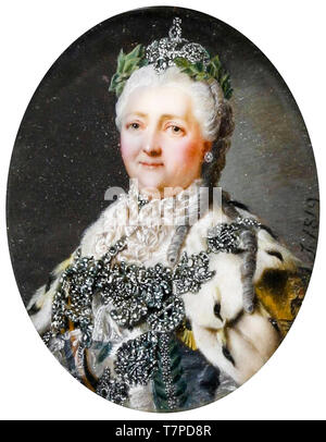 Impératrice Catherine II de Russie, portrait miniature sur ivoire, 1763 Banque D'Images