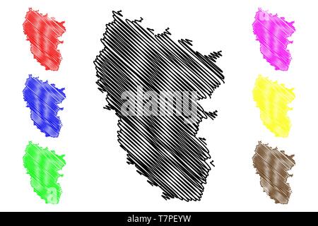 Oblast de Louhansk (divisions administratives de l'Ukraine, des régions de l'Ukraine) map vector illustration, croquis Gribouillage à l'Luhanshchyna site Illustration de Vecteur