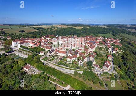 France, Côte d'Or, Flavigny sur Ozerain, étiqueté les Plus Beaux Villages de France (Les Plus Beaux Villages de France) (vue aérienne) Banque D'Images