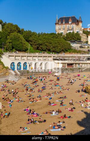 France, Pyrénées Atlantiques, pays de soleil, plage du Port Vieux, Biarritz Banque D'Images