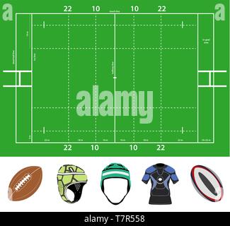 Terrain de rugby et de trucs vector set Illustration de Vecteur