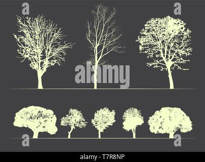 Vector arbres sur le doux fond sombre Illustration de Vecteur