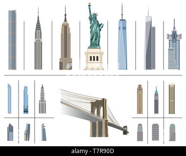 Vector collection de sites touristiques de la ville de New York Illustration de Vecteur