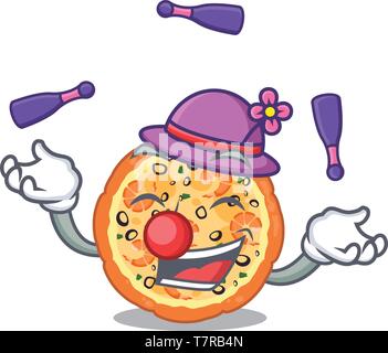 Pizza fruits de mer de jonglerie au-dessus de la caricature board Illustration de Vecteur