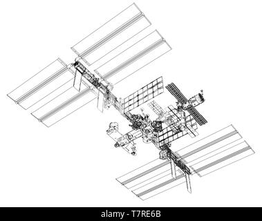 Aperçu de la Station spatiale internationale. Vector Illustration de Vecteur