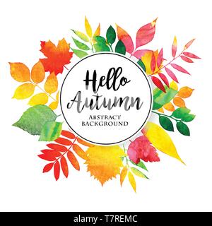 Les feuilles d'automne aquarelle collection Vector Illustration de Vecteur