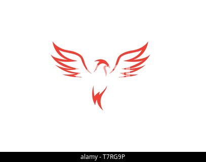 Phoenix oiseau volant et eagle Logo ailes ouvertes Illustration de Vecteur