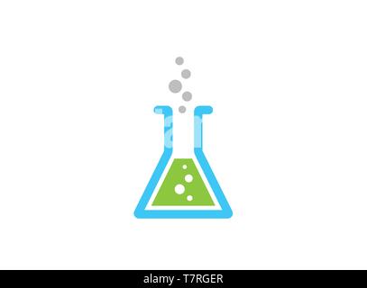 Bécher flacon de laboratoire avec une substance chimique à l'intérieur fait des bulles pour le logo Illustration de Vecteur