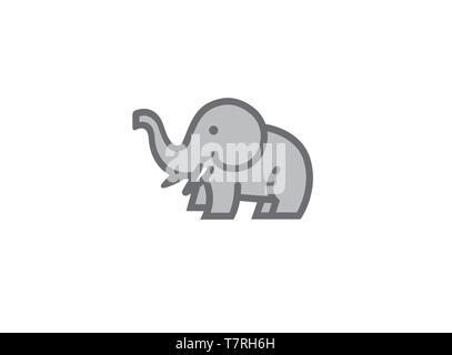 L'éléphant mignon avec le tuyau et le logo de cornes Illustration de Vecteur