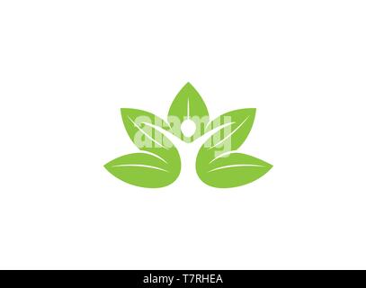 S'asseoir dans la position de méditation yoga nature logo vector illustration sur fond blanc Illustration de Vecteur