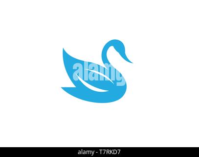 D'oie ou de canard bleu Logo de natation Illustration de Vecteur
