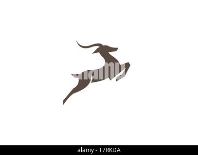 Deer Run Hind et Logo saut Illustration de Vecteur