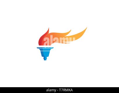 Torche et symbole d'une flamme feu pour logo Illustration de Vecteur