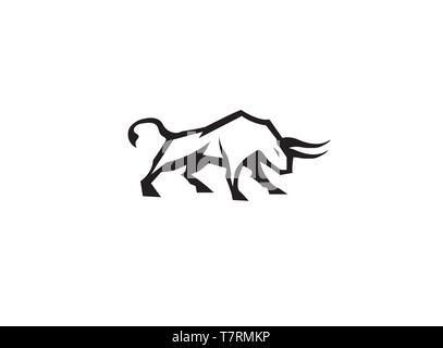 Bull et l'attaque des cornes de buffle avec logo Illustration de Vecteur