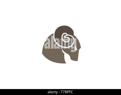 Tête de mouflon avec logo pour visage en colère Illustration de Vecteur