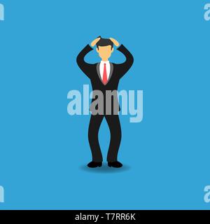 Concept d'affaires confondus. Les gens d'affaires avec main tenant tête Étourdissements. Télévision Vector Illustration Illustration de Vecteur